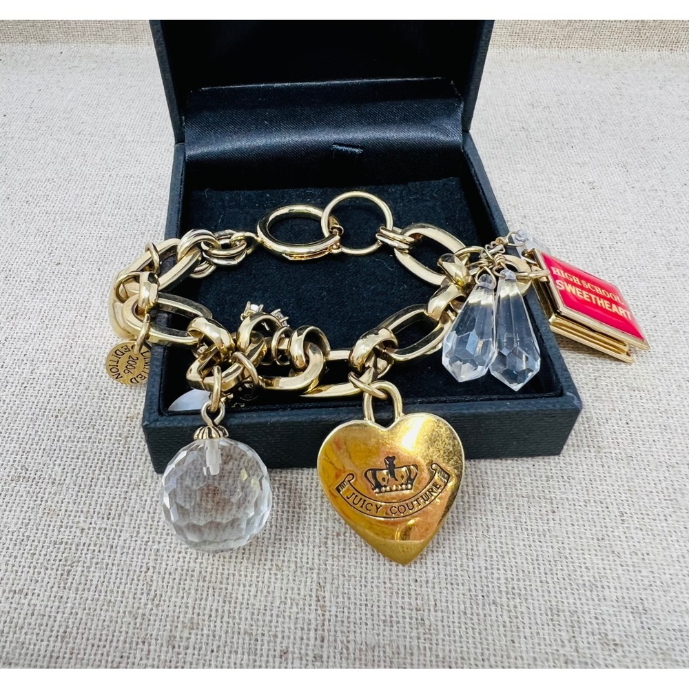 Juicy Couture Vintage 2006 Limited Edition Charm Bracelet Gold Heart Locket